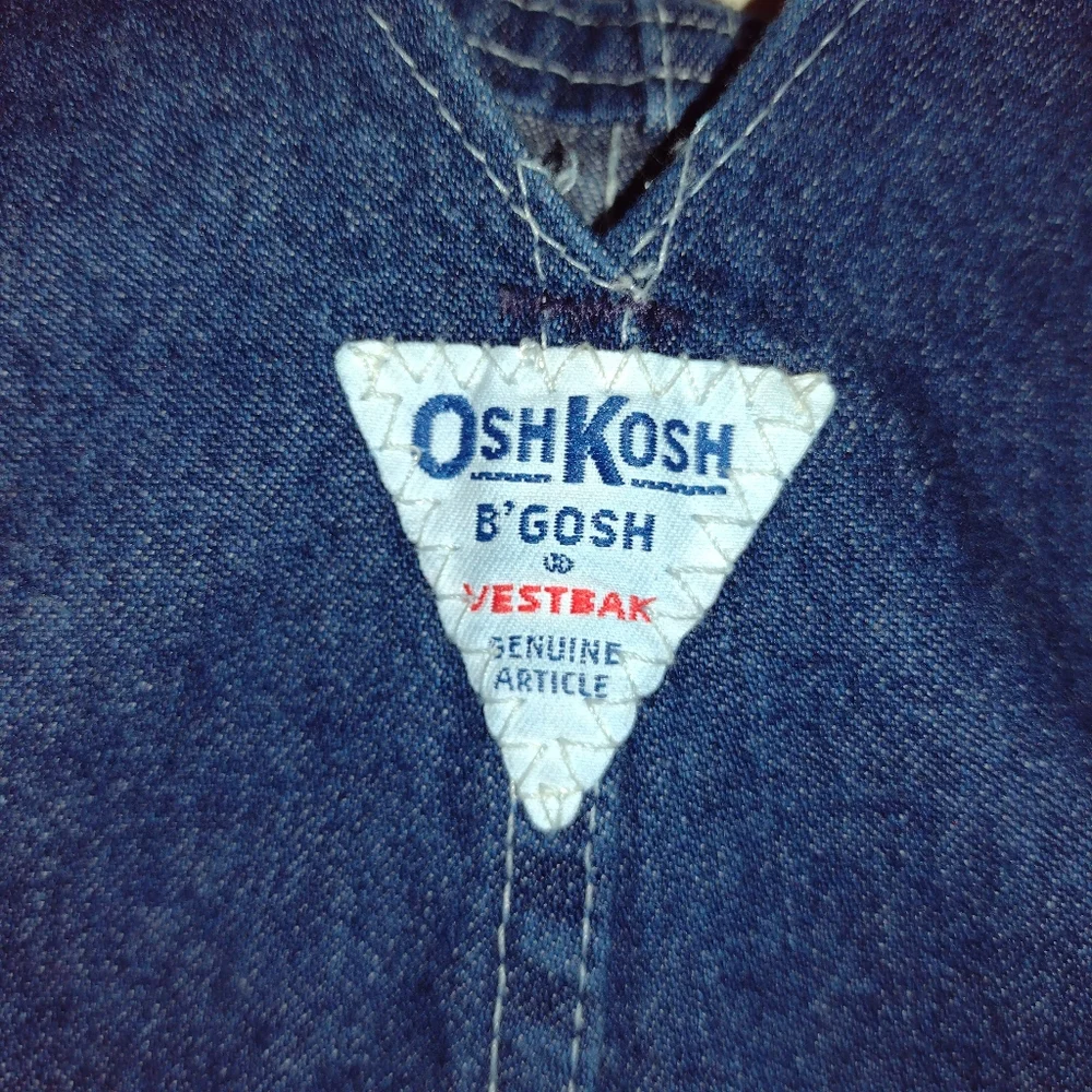 Vintage Yellow Label OshKosh B'gosh Vestbak Overalls Blue 4T Toddler USA Made
